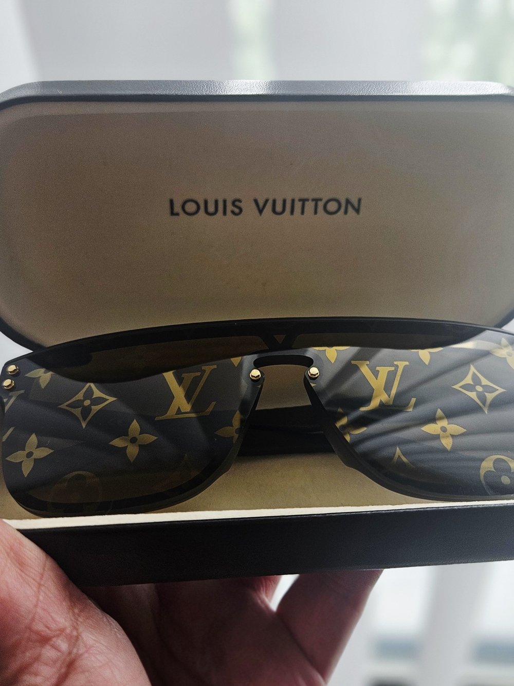 Louis Vuitton Dark Chocolate w/ Gold Tone Monogram Shield Sunglasses